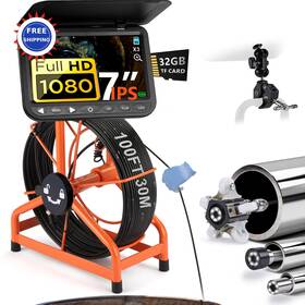 Choosepro Pipeeyes1 Sewer Camera Hd 1080p 32gb 100ft Pipe Inspection Drain 5000mah Dvr-32gb System