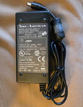 Sino-american Dsa-65w-2 24060 Power Adapter Sa165a-2425v-3 Output 24v 2.5a 60w Tested Without Cord