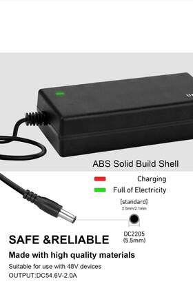 Fca136-546020 Uzi 11.4ah 48volt 11400mah 48.0v 54.6v 2a Ac/dc Adapter Wheelspeed Aries Taurus Electric Bike