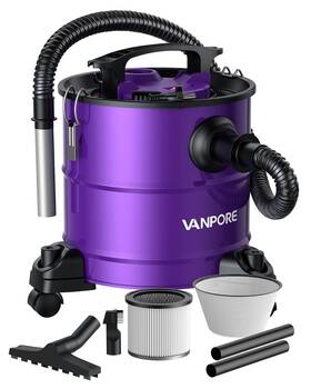 Vanpore 683125786105 Ash Vacuum For Pellet Stoves 5.2 Gallon 1200w Fireplace Vac With Easy Co