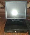 Elo Lcd Touchscreen Model ET1715L-7CWB-1-GY-G And Cash Drawer J-423-B. Fixed Price $94.00.