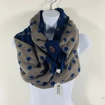 Howards Womens Infinity Scarf Navy Blue Gray Polka Dot Buttons Winter Cozy New. Fixed Price $11.00.