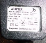Adapter Input 100 240 Vac / 60HZ 500MA Output 5VDC 1A Model BSW0127-5010. Fixed Price $19.79.