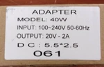 Rosefray Replacement Adapter 40W 100-240V 60HZ. Fixed Price $11.89.