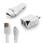 White Color 2.1A Car Charger Adapter + Wall Travel Usb Data Cord Cable. Fixed Price $12.50.