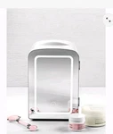 Chefman Iceman Mirrored Mini Fridge White Lighted Door Portable Cooling/warming. Fixed Price $39.99.